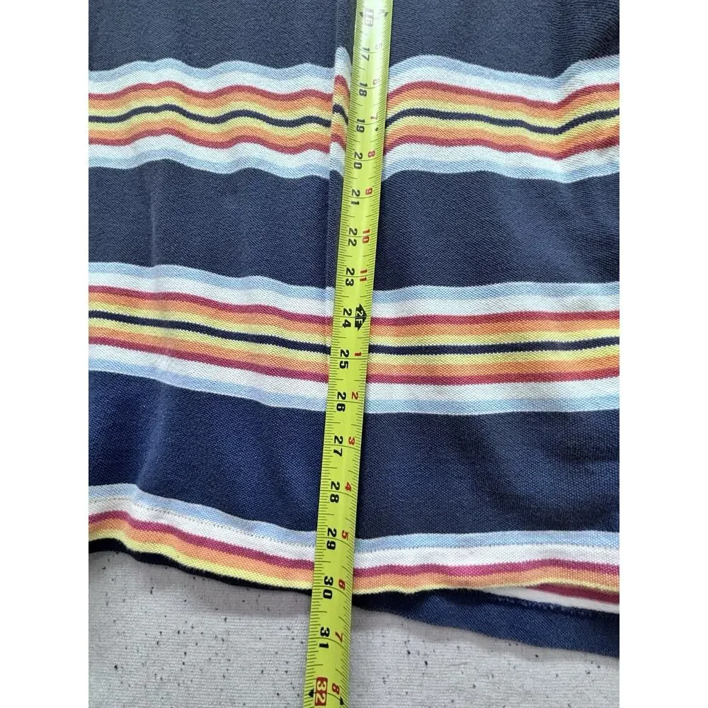 Vtg 90s Polo Ralph Lauren Mens 2XB Big Striped Mesh Polo Shirt Blue Orange